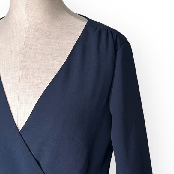 New $150 J CREW Wrap Dress 365 Crepe Knee Length Minimalist Office Career Blue 6 - Picture 4 of 11